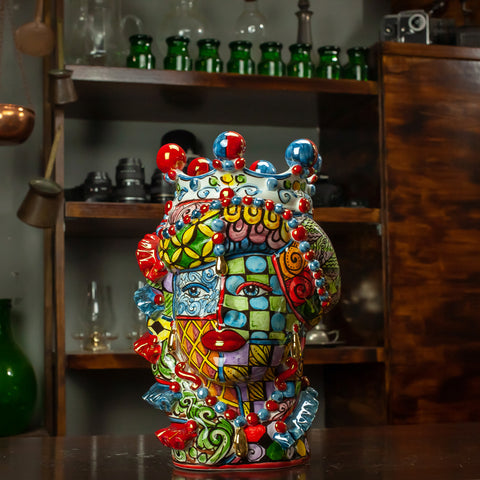 TESTE DI MORO CERAMICA SICILIANA CALTAGIRONE SICILY ART 35 CM