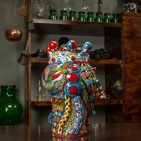 TESTE DI MORO CERAMICA SICILIANA CALTAGIRONE SICILY ART 35 CM