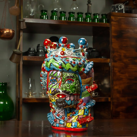TESTE DI MORO CERAMICA SICILIANA CALTAGIRONE SICILY ART 35 CM