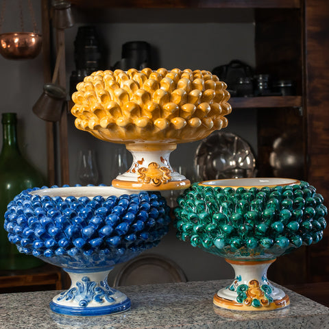 CENTRE DE TABLE PIGNA CÉRAMIQUE SICILIENNE CALTAGIRONE CM 30 - DÉCORATIONS DIVERSES