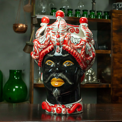 TESTA DI MORO CERAMICA SICILIANA CALTAGIRONE VERUS ROSSA 45 CM