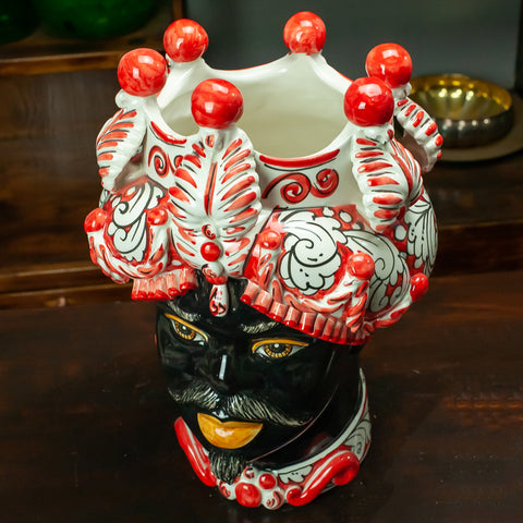 TESTA DI MORO CERAMICA SICILIANA CALTAGIRONE VERUS ROSSA 45 CM