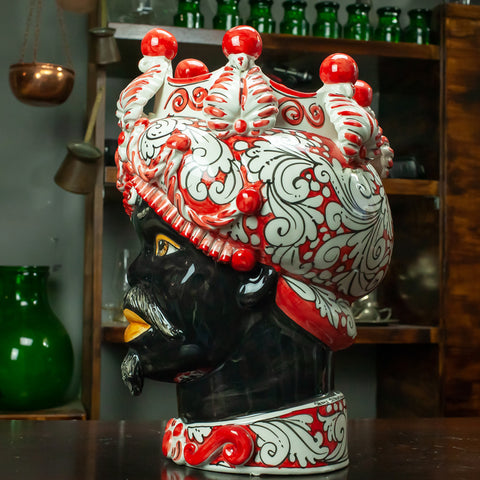 TESTA DI MORO CERAMICA SICILIANA CALTAGIRONE VERUS ROSSA 45 CM