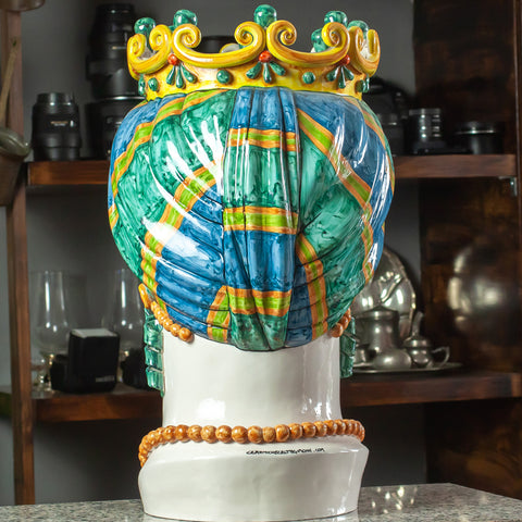TESTA DI MORO CERAMICA SICILIANA CALTAGIRONE MULTICOLOR CM 50