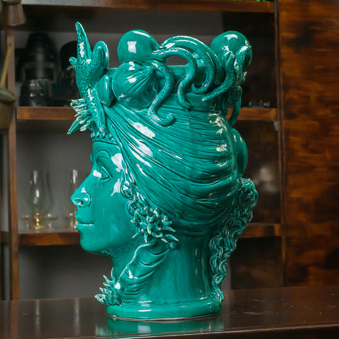 TÊTE EN CÉRAMIQUE SICILIENNE CALTAGIRONE MARE CM 43