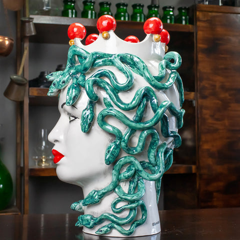 TESTA MORO CERAMICA SICILIANA CALTAGIRONE MEDUSA CM 40