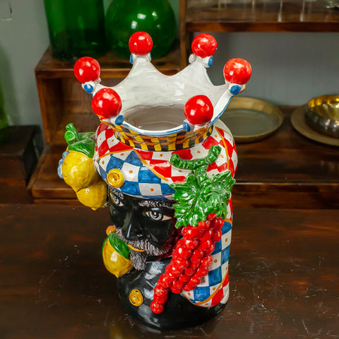 TÊTE EN CÉRAMIQUE FRUIT CALTAGIRONE SICILIENNE CM 42