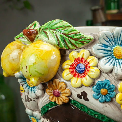 TESTE DI MORO IN CERAMICA SICILIANA DI CALTAGIRONE FRUTTA H. 40 CM
