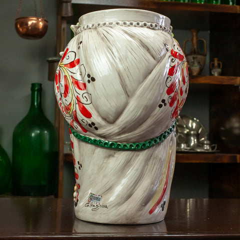 TESTE DI MORO IN CERAMICA SICILIANA DI CALTAGIRONE FRUTTA H. 40 CM