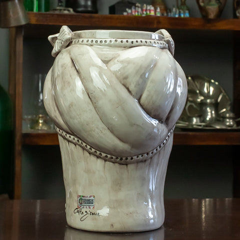 Teste di moro in ceramica siciliana Decoro Bianco Antico L. 19 X H. 27 cm
