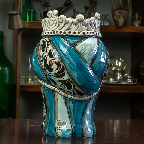 Sicilian Moor heads from Caltagirone Blu Corona L. 19 x H. 30 cm