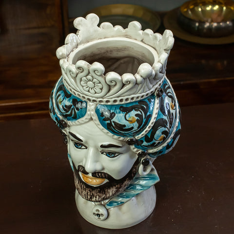 Sicilian Moor heads from Caltagirone Blue Collar L. 20 x H. 30 cm