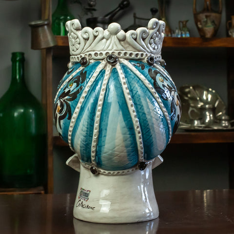 Sicilian Moor heads from Caltagirone Blue Collar L. 20 x H. 30 cm
