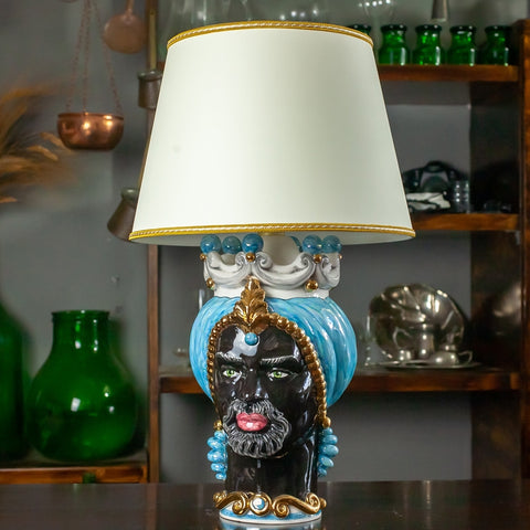LUXE HOMME DE PERLE CALTAGIRONE LAMPE FRONTALE EN CÉRAMIQUE CM 62