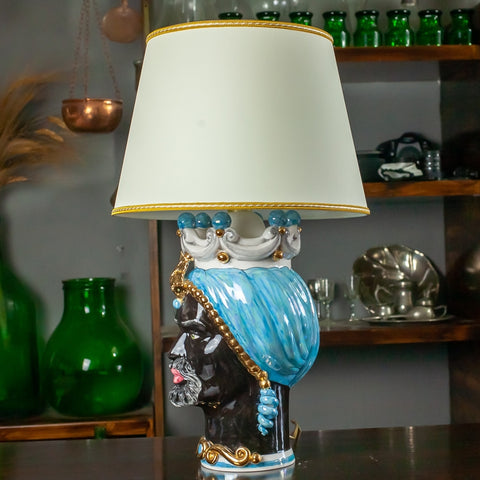 LUXE HOMME DE PERLE CALTAGIRONE LAMPE FRONTALE EN CÉRAMIQUE CM 62