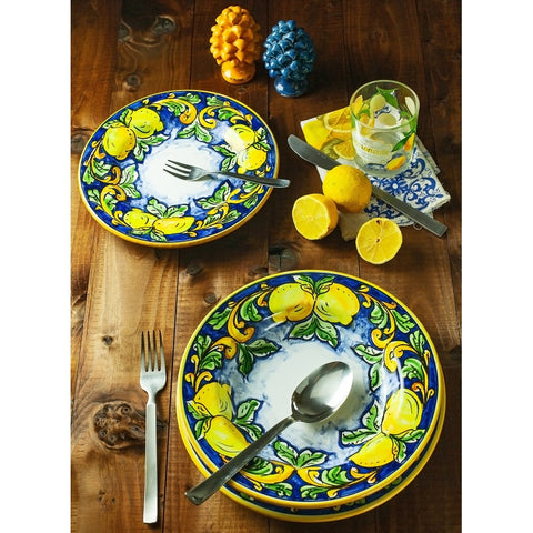 SICILIAN CERAMIC CALTAGIRONE LEMONS DISH SET - 3 PIECES