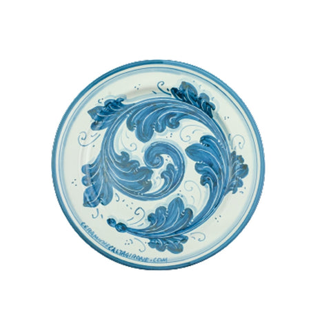 CALTAGIRONE BLUE ORNATED SICILIAN CERAMIC PLATE SET - 3 PIECES