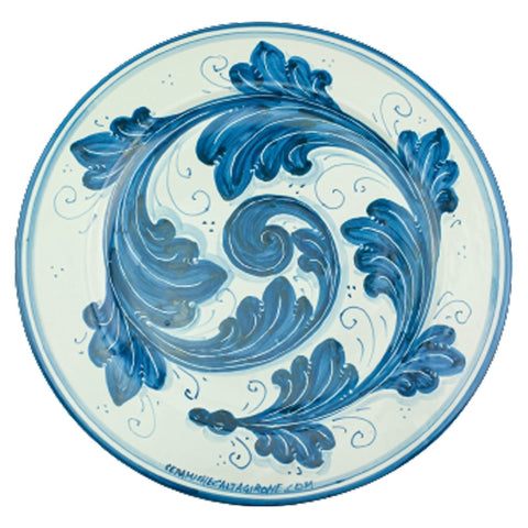 CALTAGIRONE BLUE ORNATED SICILIAN CERAMIC PLATE SET - 3 PIECES