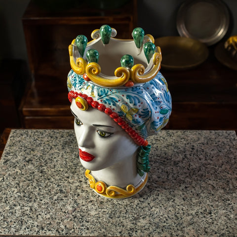 CALTAGIRONE MARRON OSCURO CERAMICA SICILIANA COLOREADA 35 CM