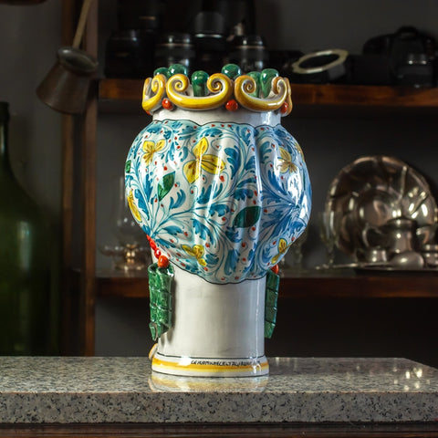 CALTAGIRONE MARRON OSCURO CERAMICA SICILIANA COLOREADA 35 CM