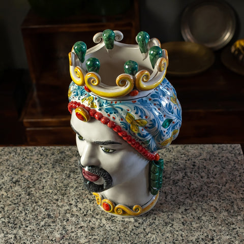 CALTAGIRONE MARRON OSCURO CERAMICA SICILIANA COLOREADA 35 CM