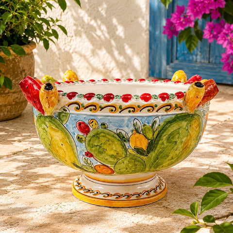 Coppa Siciliana Fichi d'India in Ceramica – H 32 x L 54 cm