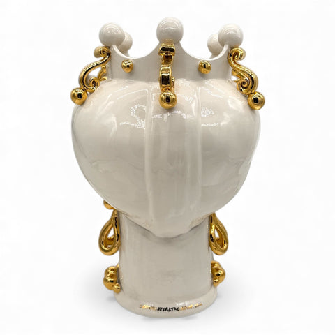 Teste di Moro in Ceramica Decorata Luxury White Gold H. 40 cm x L. 30 cm
