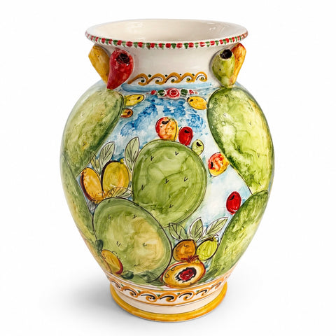 Giara Siciliana Decorata Fichi d’India – H 50 x L 35 cm