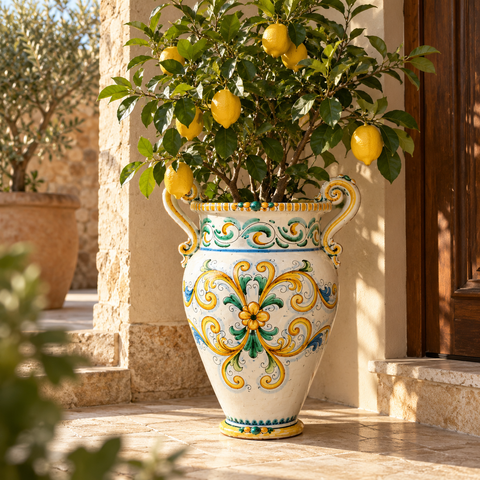 GIARA CERAMICA SICILIANA CALTAGIRONE GIALLO ANTICO 75 CM