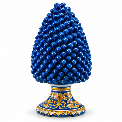 BLUE CALTAGIRONE SICILIAN CERAMIC PIGNA DECORATED CM 40