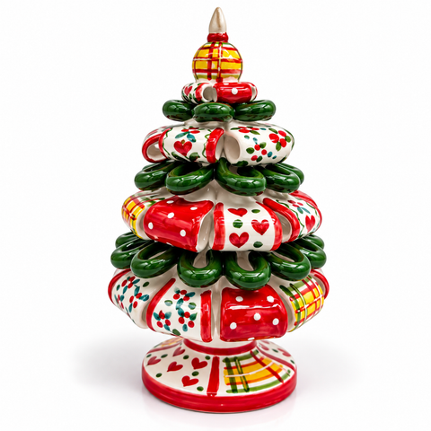 Albero di Natale in Ceramica di Caltagirone – Dipinto a Mano H.20 x L.12 cm