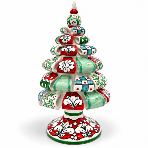 Albero di Natale in Ceramica di Caltagirone – Dipinto a Mano H.32 x L.19 cm