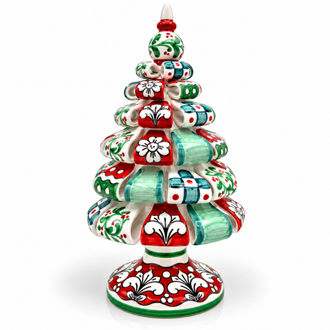 Albero di Natale in Ceramica di Caltagirone – Dipinto a Mano H.27 x L.13 cm