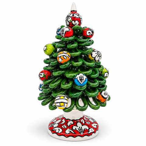 Albero di Natale in Ceramica di Caltagirone – Dipinto a Mano H.30 x L.17 cm