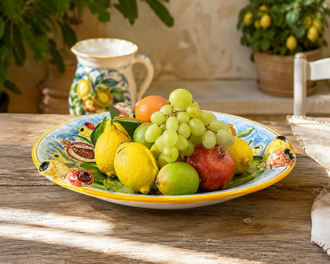 Centrotavola Frutta "Fichi d'India di Sicilia" in Ceramica Artigianale – Ø 46 x H. 7 cm