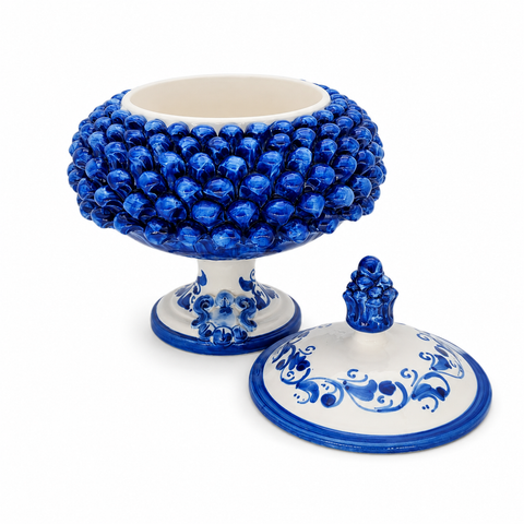 BISCOTTIERA PIGNA IN CERAMICA SICILIANA CALTAGIRONE BLU
