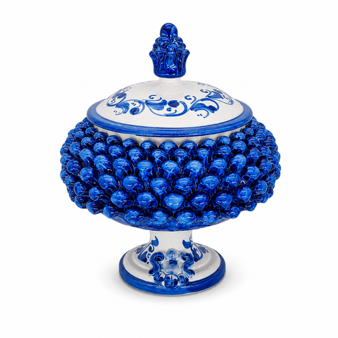 BISCOTTIERA PIGNA IN CERAMICA SICILIANA CALTAGIRONE BLU