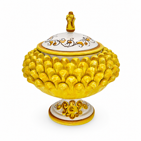 BISCOTTIERA PIGNA IN CERAMICA SICILIANA CALTAGIRONE GIALLO