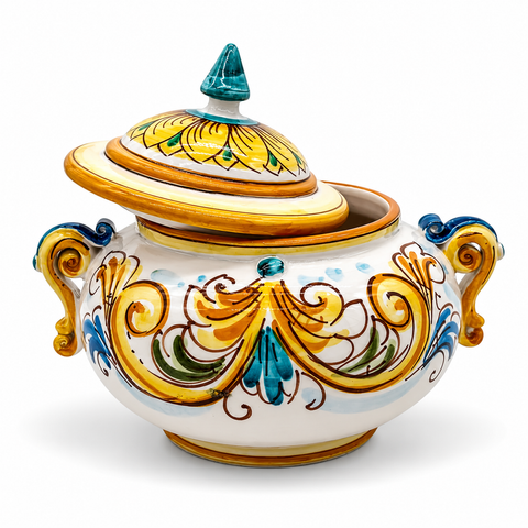 Biscottiera ceramica con manici Giallo Antico cm 25