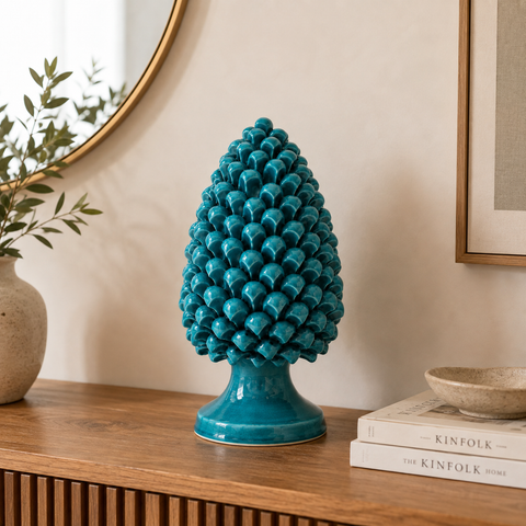 Pigna in Ceramica di Caltagirone Turchese – H 35 × L 18 cm
