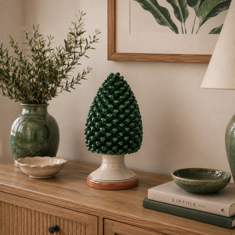 PIGNA IN CERAMICA SICILIANA VERDE CLASSIC 40 CM