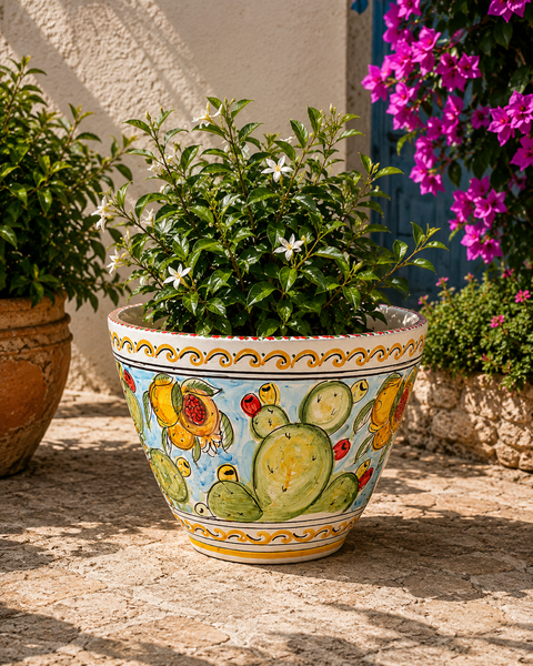 Vaso in Ceramica di Caltagirone “Fichi d’India di Sicilia” – Ø 45