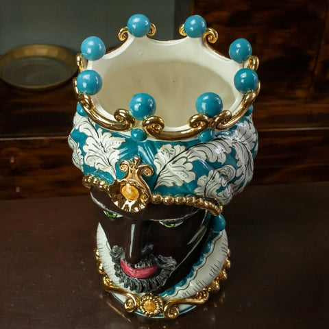 TESTE DI MORO IN CERAMICA SICILIANA DI CALTAGIRONE LUXURY OTTANIO CM 50