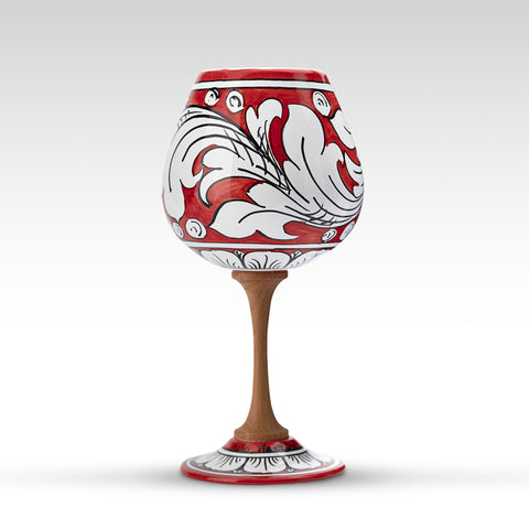 Calice en céramique sicilienne orné rouge
