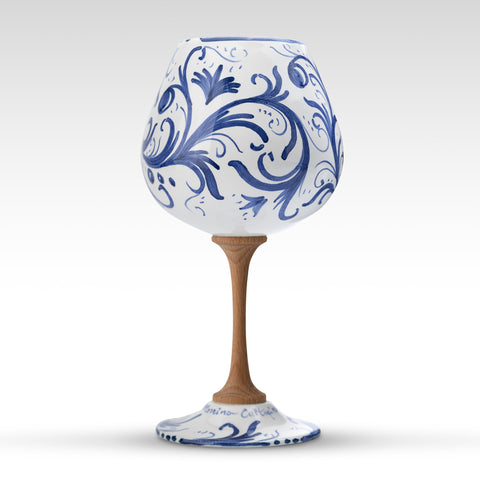 Elegant Blue Sicilian Ceramic Goblet