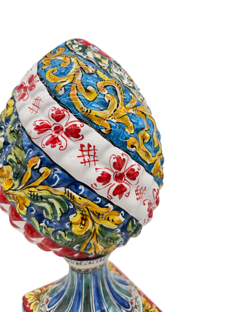 Pigna in Ceramica Decorata a Mano – Colori Rinascimentali L 18 cm x H 35 cm