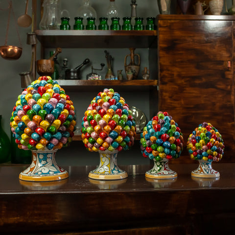 Caltagirone Multicolor Sicilian ceramic pine cones - Various sizes