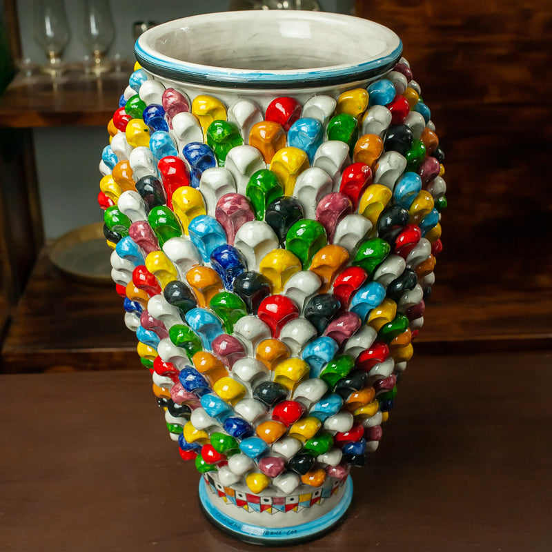 Portaombrelli In Ceramica Rambalena – Stivale Decorato Blu Modello 04 – Fatto A Mano A La Rambla, 30x14x46 Cm - 2