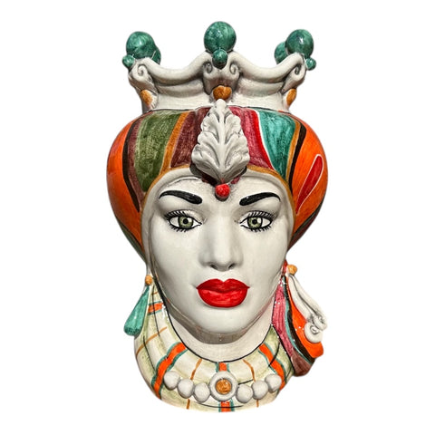 TESTA DI MORO CERAMICA SICLIANA CALTAGIRONE TURBANTE MULTICOLOR 35 CM