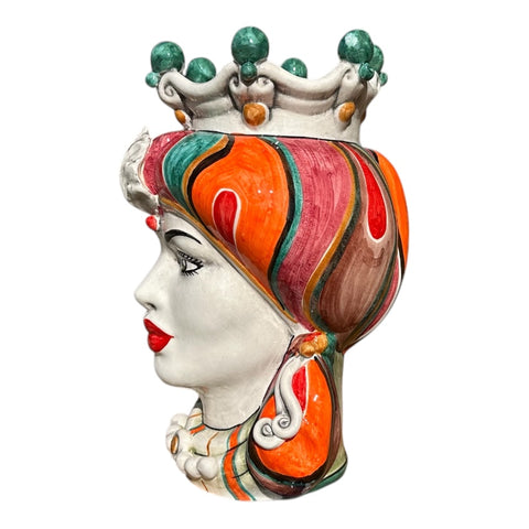 TESTA DI MORO CERAMICA SICLIANA CALTAGIRONE TURBANTE MULTICOLOR 35 CM